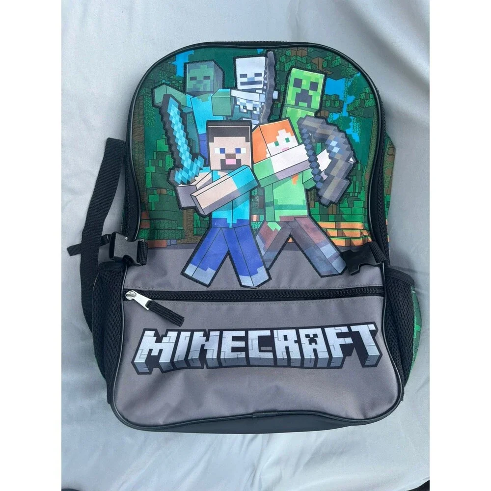 Minecraft Multicolor Kids Backpack Steve Alex Creeper Polyester Medium Zip
